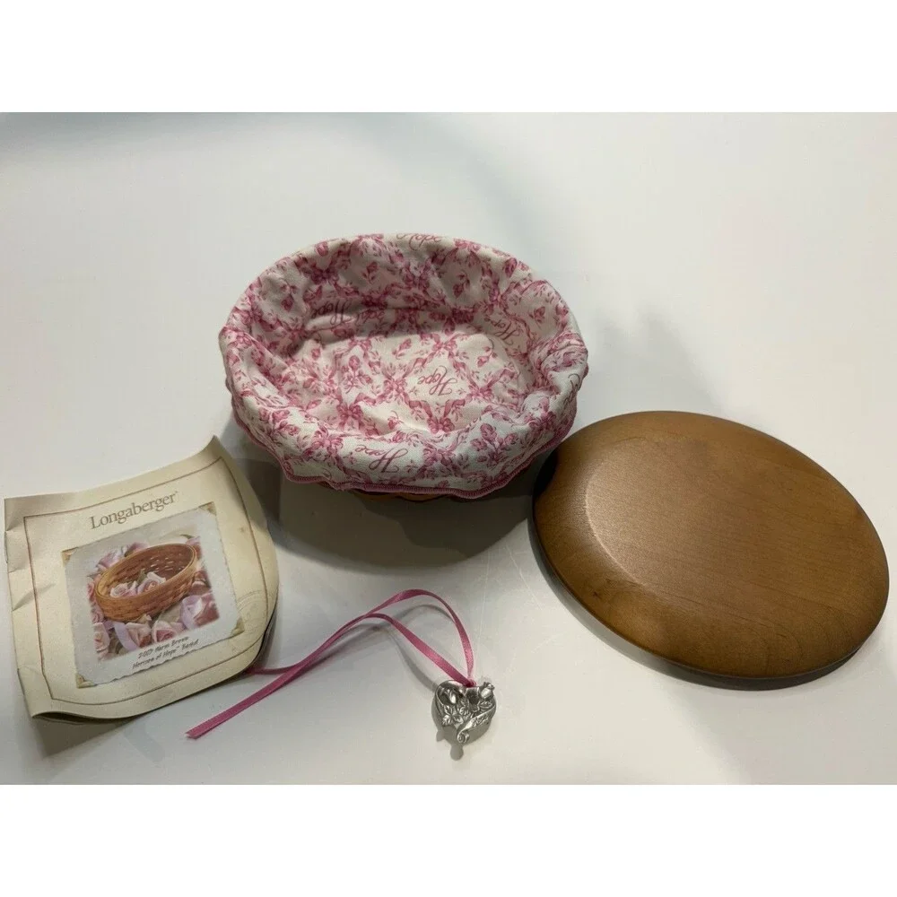 Vintage Longaberger Horizon of Hope Basket w/ Protector, Liner, Lid and Tie On